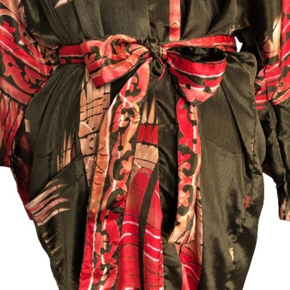Vintage 100% silk amazing abstract print kimono cover up duster - Picture 5 of 16